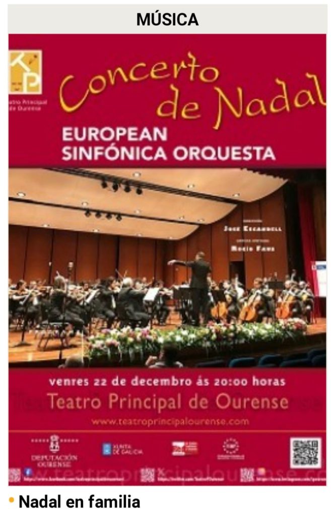Cartel del Concerto de Nadal — Teatro Principal de Ourense