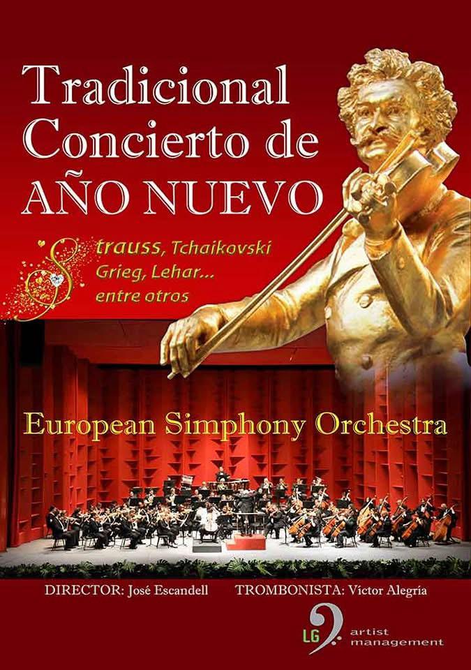Cartel Tradicional Concierto de Año Nuevo — European Symphony Orchestra